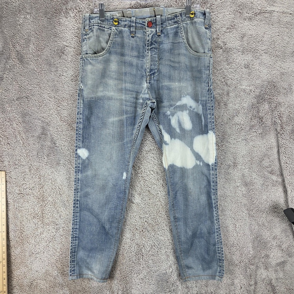 Vintage Levis Jeans Mens Blue Two Horse Zip Fly Engineered Distressed Fits 34x26